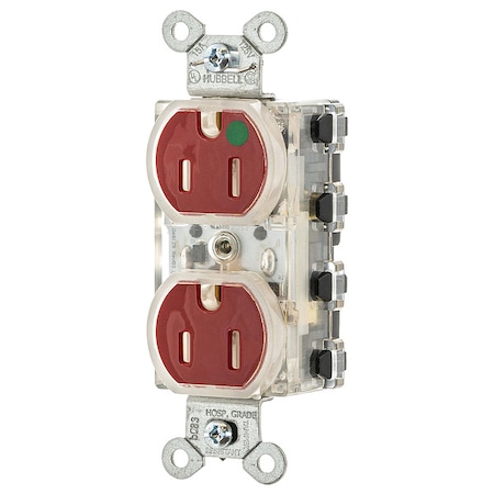 Straight Blade Receptacle, 5-15R, 15 A, 125V AC, 2 Pole, 3 Wire, Flush Mount, Grounded MPN:SNAP8200RLTR
