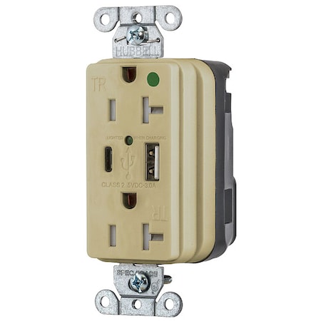 USBReceptacle, 20A, 1/2hp, Ivory, Thrmplstc MPN:SNAP8300UACI