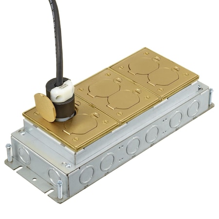 Electrical Box, 34 cu in, Floor Box Type, 3 Gangs, Brass, Rectangular Shape MPN:FB2423