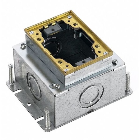 Electrical Box, 60 cu in, Floor Box Type, 1 Gang, Brass, Rectangular Shape MPN:FB2431