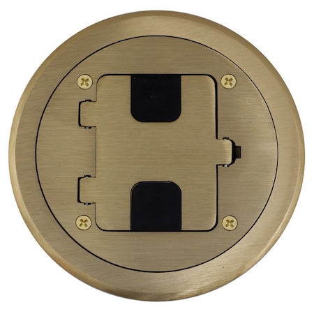 Electrical Box Cover, Floor Box Type, Round, Brass MPN:RF406BR