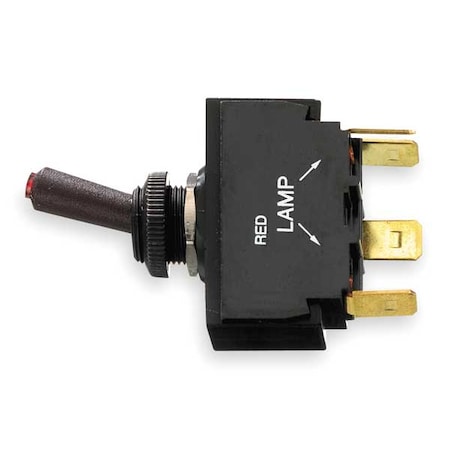 Marine Lighted Toggle Switch, SPST, 4 Connections, On/Off, 15A at 12VDC MPN:M11LTR
