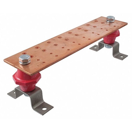 Busbar, Copper, Grounding Bar L 16in MPN:HBBB14416H