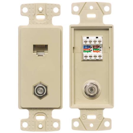 Wall Plate and Jack, Cat 5e/F-Type, Ivory MPN:NS785I