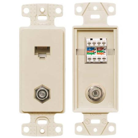 Wall Plate and Jack, Cat 5e/F-Type, Lt Al MPN:NS785LA