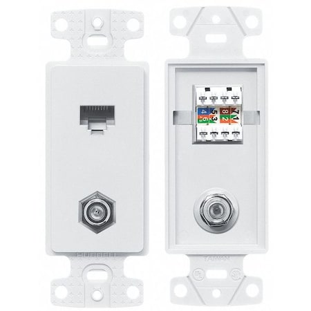 Wall Plate and Jack, Cat 5e/F-Type, White MPN:NS785W