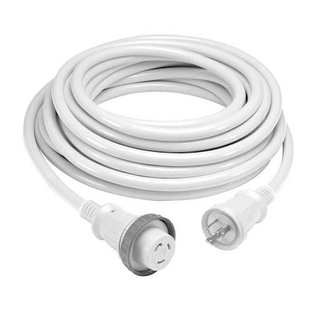 STW Extension Cord, 10 AWG, Outdoor, 10/3, 1 Outlets, L5-30R, White, PVC, L5-30P, 50 ft MPN:HBL61CM08WLED