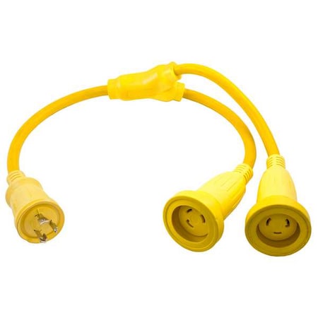 Power Strip, Marine, Molded, Y Adapter, L5-30R, L5-30P, 8 ft., Yellow MPN:HBL64CM56