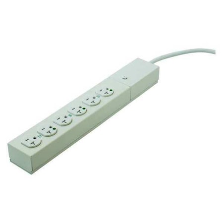 Power Strip, Surge, Hospital Grade, 15 ft., White MPN:HBL6HG1520