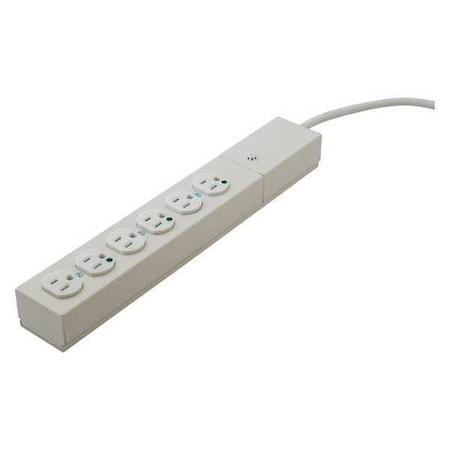 Power Strip, Surge, Hospital Grade, 6 ft., White MPN:HBL6HG6