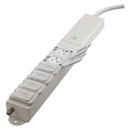 Power Strip, Surge, Hospital Grade, 6 ft., White MPN:HBL6MG620