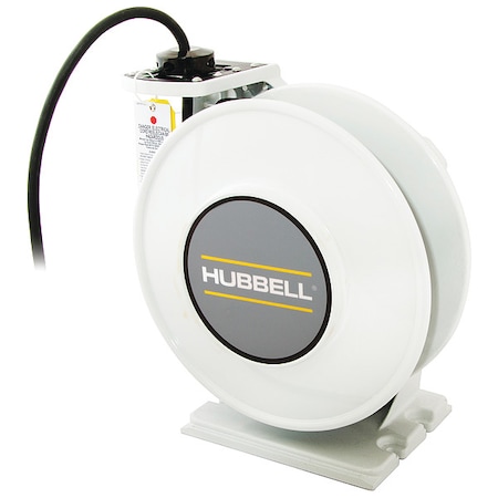Cord Reel With Hand Lamp, Spring Retracted, Flying Lead, 12 AWG, White Reel Color, 35 ft Length MPN:HBLI35124