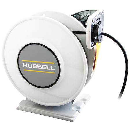 Cord Reel With Hand Lamp, Spring Retracted, Flying Lead, 16 AWG, White Reel Color, 45 ft Length MPN:HBLI45164