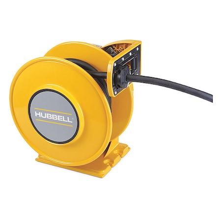 Cord Reel With Hand Lamp, Spring Retracted, Flying Lead, 10 AWG, Yellow Reel Color, 40 ft Length MPN:HBLW40103
