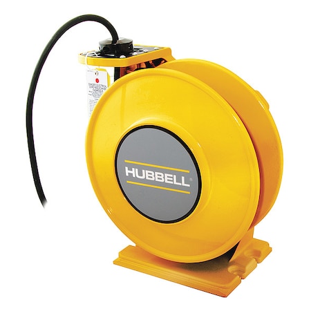 Cord Reel With Hand Lamp, Spring Retracted, Flying Lead, 12 AWG, Yellow Reel Color, 45 ft Length MPN:HBLW45123