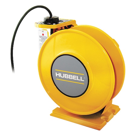 Cord Reel With Hand Lamp, Spring Retracted, Flying Lead, 16 AWG, Yellow Reel Color, 45 ft Length MPN:HBLW45163