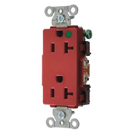 Straight Blade Receptacle, 5-20R, 20 A, 125V AC, 2 Pole, 3 Wire, Flush Mount, Grounded MPN:2182RED
