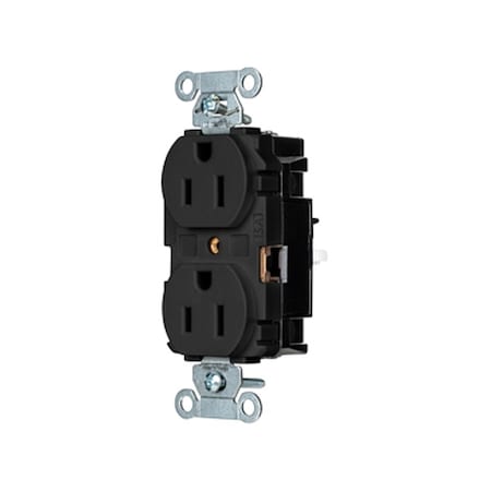 Straight Blade Receptacle, 5-15R, 15 A, 125V AC, 2 Pole, 3 Wire, Surface Mount, Grounded MPN:5252STBK