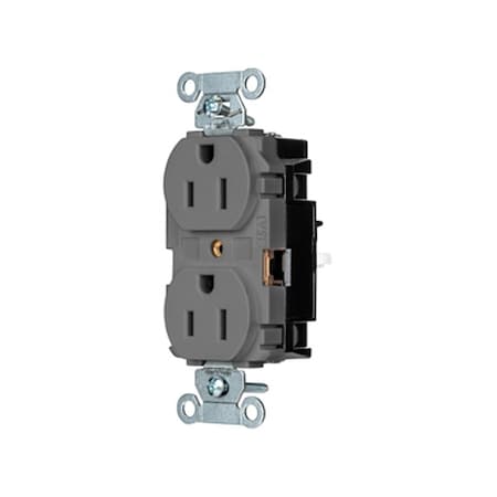 Straight Blade Receptacle, 5-15R, 15 A, 125V AC, 2 Pole, 3 Wire, Surface Mount, Grounded MPN:5252STGY