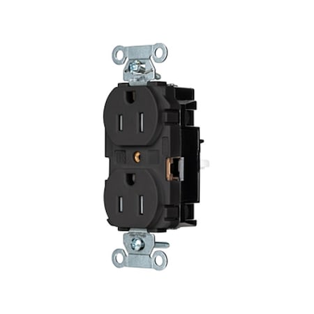 Straight Blade Receptacle, 5-15R, 15 A, 125V AC, 2 Pole, 3 Wire, Surface Mount, Grounded MPN:5262STBKTR