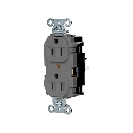 Straight Blade Receptacle, 5-15R, 15 A, 125V AC, 2 Pole, 3 Wire, Surface Mount, Grounded MPN:5262STGY