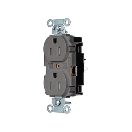 Straight Blade Receptacle, 5-15R, 15 A, 125V AC, 2 Pole, 3 Wire, Surface Mount, Grounded MPN:5262STGYTR