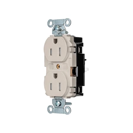 Straight Blade Receptacle, 5-15R, 15 A, 125V AC, 2 Pole, 3 Wire, Surface Mount, Grounded MPN:5262STLATR