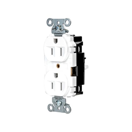 Straight Blade Receptacle, 5-15R, 15 A, 125V AC, 2 Pole, 3 Wire, Surface Mount, Grounded MPN:5262STW
