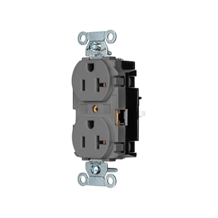 Straight Blade Receptacle, 5-20R, 20 A, 125V AC, 2 Pole, 3 Wire, Surface Mount, Grounded MPN:5352STGY