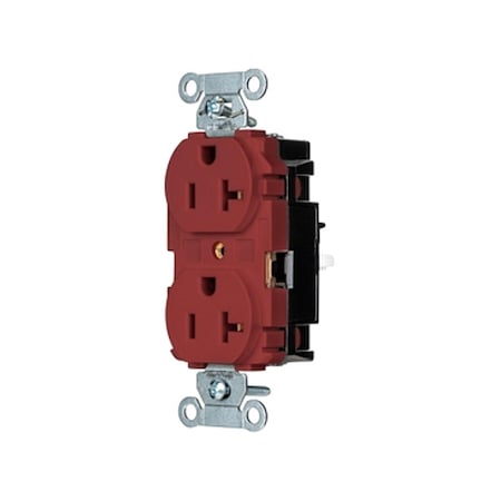 Duplex Straight Blade Receptacle, 5-20R, 20 A, 125V AC, 2 Pole, 3 Wire, Surface Mount, Grounded MPN:5352STR