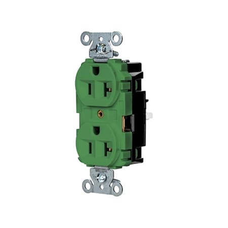 Straight Blade Receptacle, 5-20R, 20 A, 125V AC, 2 Pole, 3 Wire, Surface Mount, Grounded MPN:5362STGN