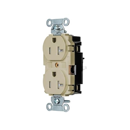 Duplex Straight Blade Receptacle, 5-20R, 20 A, 125V AC, 2 Pole, 3 Wire, Surface Mount, Grounded MPN:5362STITR