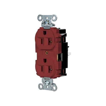 Duplex Straight Blade Receptacle, 5-20R, 20 A, 125V AC, 2 Pole, 3 Wire, Surface Mount, Grounded MPN:5362STR