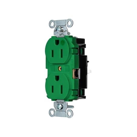 Straight Blade Receptacle, 5-15R, 15 A, 125V AC, 2 Pole, 3 Wire, Surface Mount, Grounded MPN:8200STGN