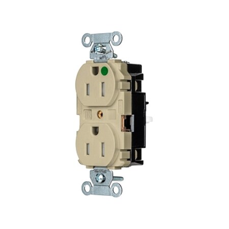 Straight Blade Receptacle, 5-15R, 15 A, 125V AC, 2 Pole, 3 Wire, Surface Mount, Grounded MPN:8200STITR