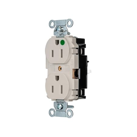 Straight Blade Receptacle, 5-15R, 15 A, 125V AC, 2 Pole, 3 Wire, Surface Mount, Grounded MPN:8200STLA