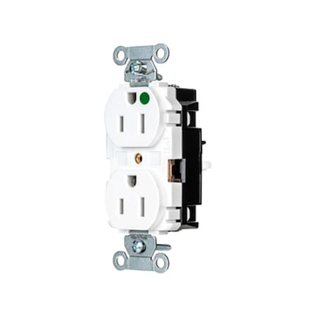 Straight Blade Receptacle, 5-15R, 15 A, 125V AC, 2 Pole, 3 Wire, Surface Mount, Grounded MPN:8200STW