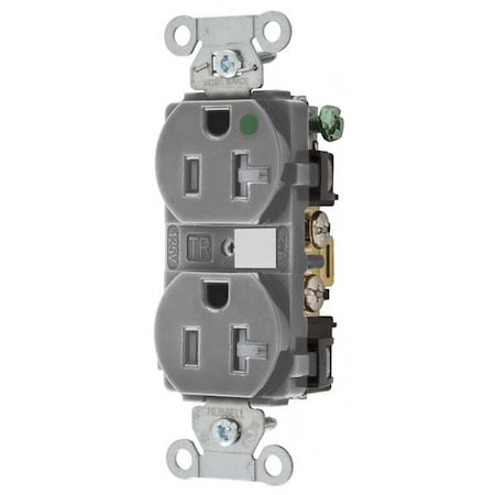 Duplex Straight Blade Receptacle, 5-20R, 20 A, 125V AC, 2 Pole, 3 Wire, Flush Mount, Grounded MPN:8300GYTRA