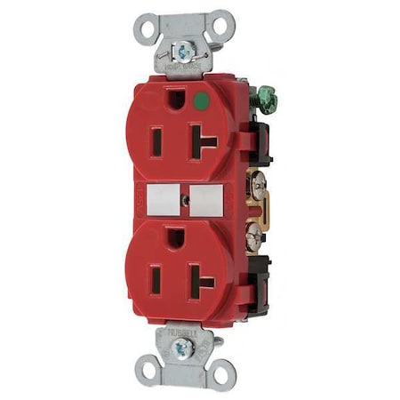 Straight Blade Receptacle, 5-20R, 20 A, 125V AC, 2 Pole, 3 Wire, Flush Mount, Grounded MPN:8300RED