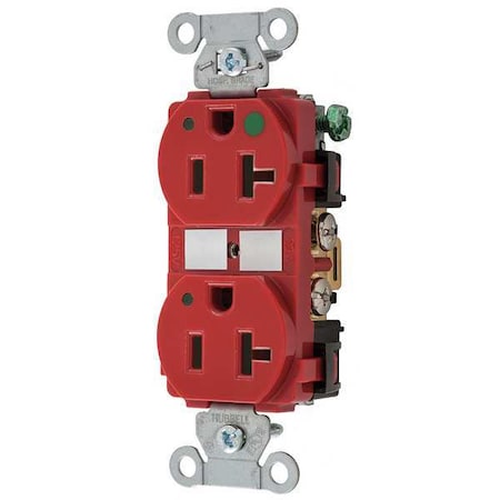 Straight Blade Receptacle, 5-20R, 20 A, 125V AC, 2 Pole, 3 Wire, Flush Mount, Grounded MPN:8300REDL