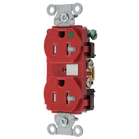 Duplex Straight Blade Receptacle, 5-20R, 20 A, 125V AC, 2 Pole, 3 Wire, Flush Mount, Grounded MPN:8300REDTRA