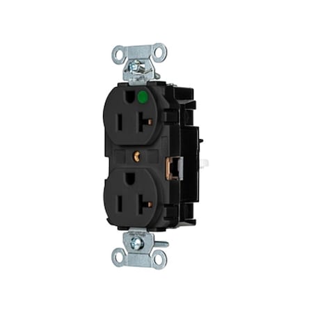 Straight Blade Receptacle, 5-20R, 20 A, 125V AC, 2 Pole, 3 Wire, Surface Mount, Grounded MPN:8300STBK