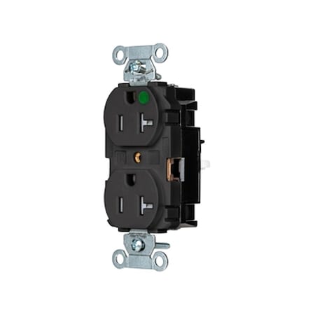 Straight Blade Receptacle, 5-20R, 20 A, 125V AC, 2 Pole, 3 Wire, Surface Mount, Grounded MPN:8300STBKTR
