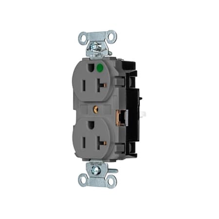 Straight Blade Receptacle, 5-20R, 20 A, 125V AC, 2 Pole, 3 Wire, Surface Mount, Grounded MPN:8300STGY