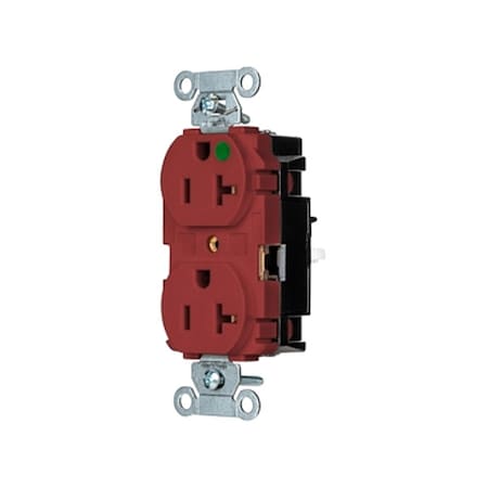 Duplex Straight Blade Receptacle, 5-20R, 20 A, 125V AC, 2 Pole, 3 Wire, Surface Mount, Grounded MPN:8300STR