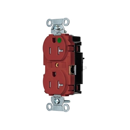 Duplex Straight Blade Receptacle, 5-20R, 20 A, 125V AC, 2 Pole, 3 Wire, Surface Mount, Grounded MPN:8300STRTR