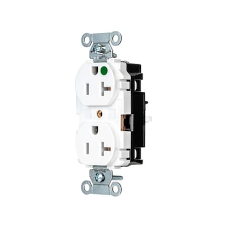 Straight Blade Receptacle, 5-20R, 20 A, 125V AC, 2 Pole, 3 Wire, Surface Mount, Grounded MPN:8300STW