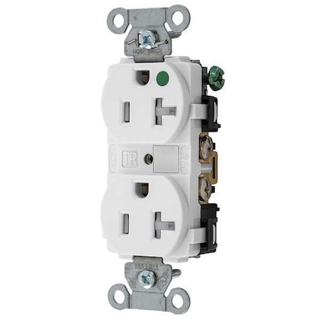 Straight Blade Receptacle, 5-20R, 20 A, 125V AC, 2 Pole, 3 Wire, Flush Mount, Grounded MPN:8300WTRA
