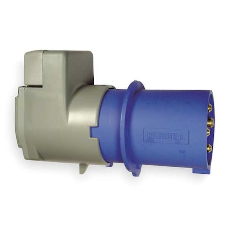 Watertight Pin & Sleeve Plug, 60 A, 250V AC, Three Phase, 3 Pole, IEC Grounding, Blue MPN:A460P9