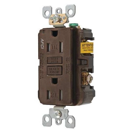 Duplex Straight Blade Receptacle, 5-15R, 15 A, 125V AC, 2 Pole, 3 Wire, Flush Mount, Grounded MPN:AFR15TR